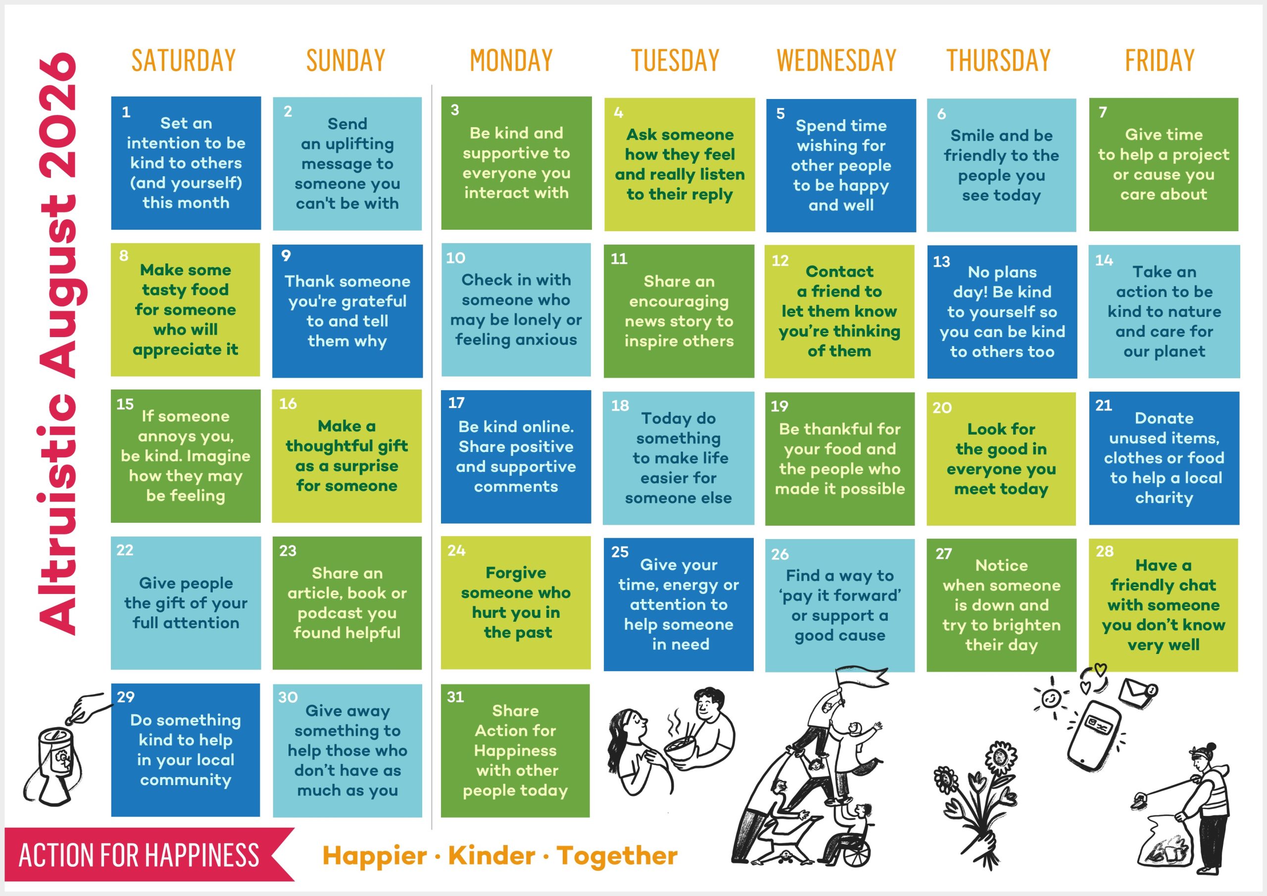 Action for Happiness Calendar JPG Image